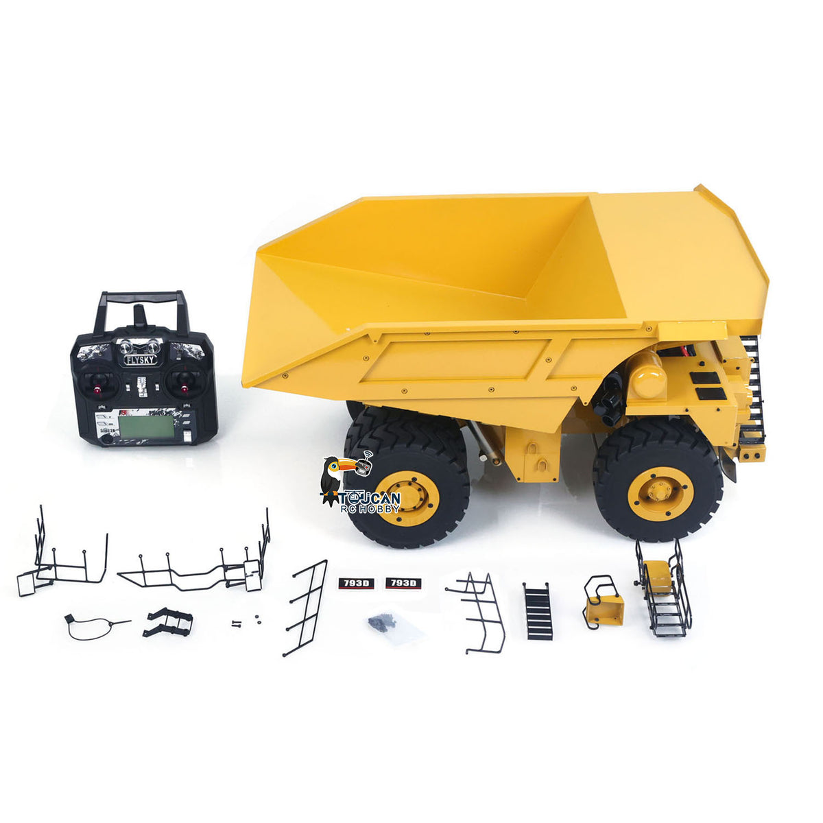 TOUCAN RC HOBBY 793D 1/20 Metal RC Hydraulic Mining Truck FS-i6X Radio Controller Spring Suspension Differential Rear Axle Light Warning Sound for Construction Model Collectors