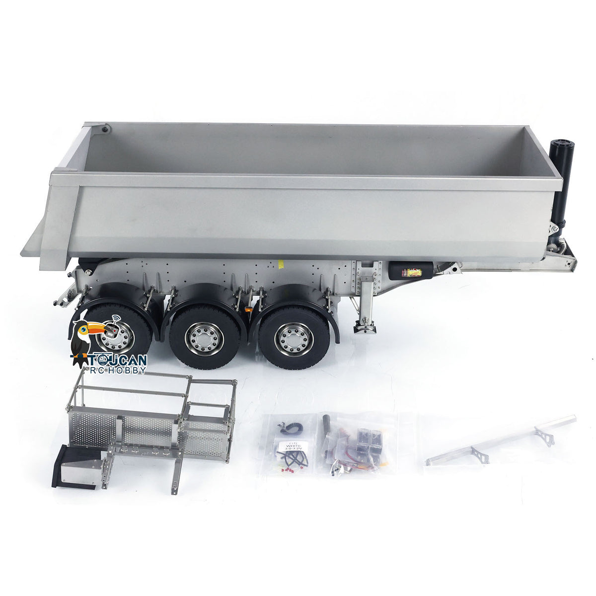 TOUCAN RC HOBBY SCALECLUB 1/14 Hydraulic RC Dump Trailer 3 Axles for Radio Control Tractor Truck Sound Light System Assembled and Unpainted