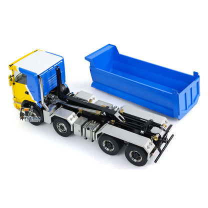 TOUCAN RC HOBBY LXY G88 1/14 Metal 8x8 RC Hydraulic Roll On Off Dump Truck PNP U-Shaped High Bucket 3 Speed Transmission Differential Lock Light Sound ST8 Controller for Construction Collectors