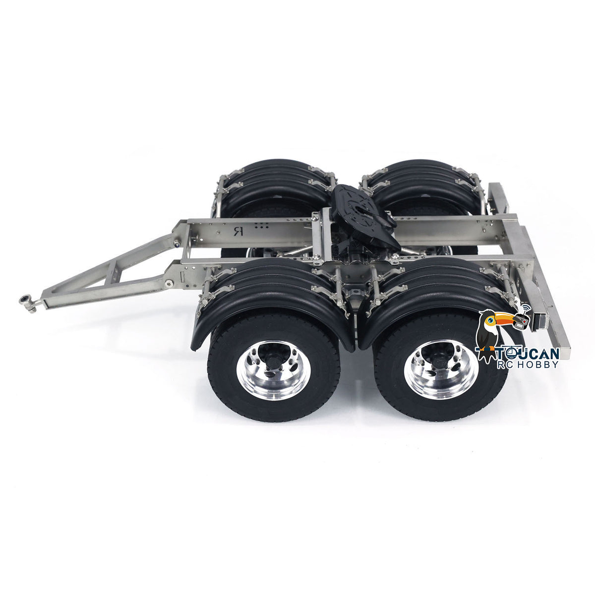 TOUCAN RC HOBBY LXY 1/14 2 Axles Metal Trailer with Fifth-wheel Traction for LESU RC Car Truck Radio Controlled Vehicle Simulation Model
