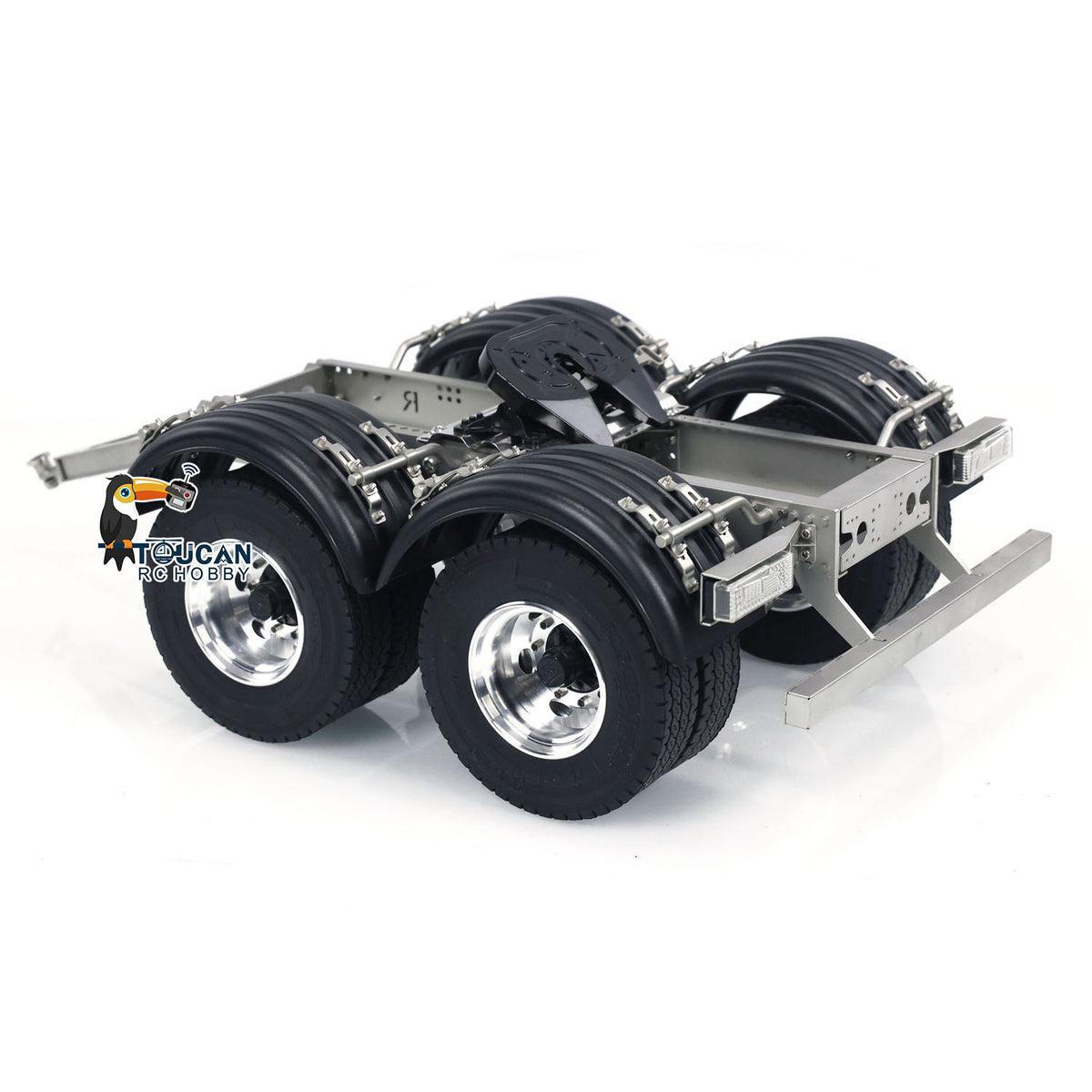 TOUCAN RC HOBBY LXY 1/14 2 Axles Metal Trailer with Fifth-wheel Traction for LESU RC Car Truck Radio Controlled Vehicle Simulation Model