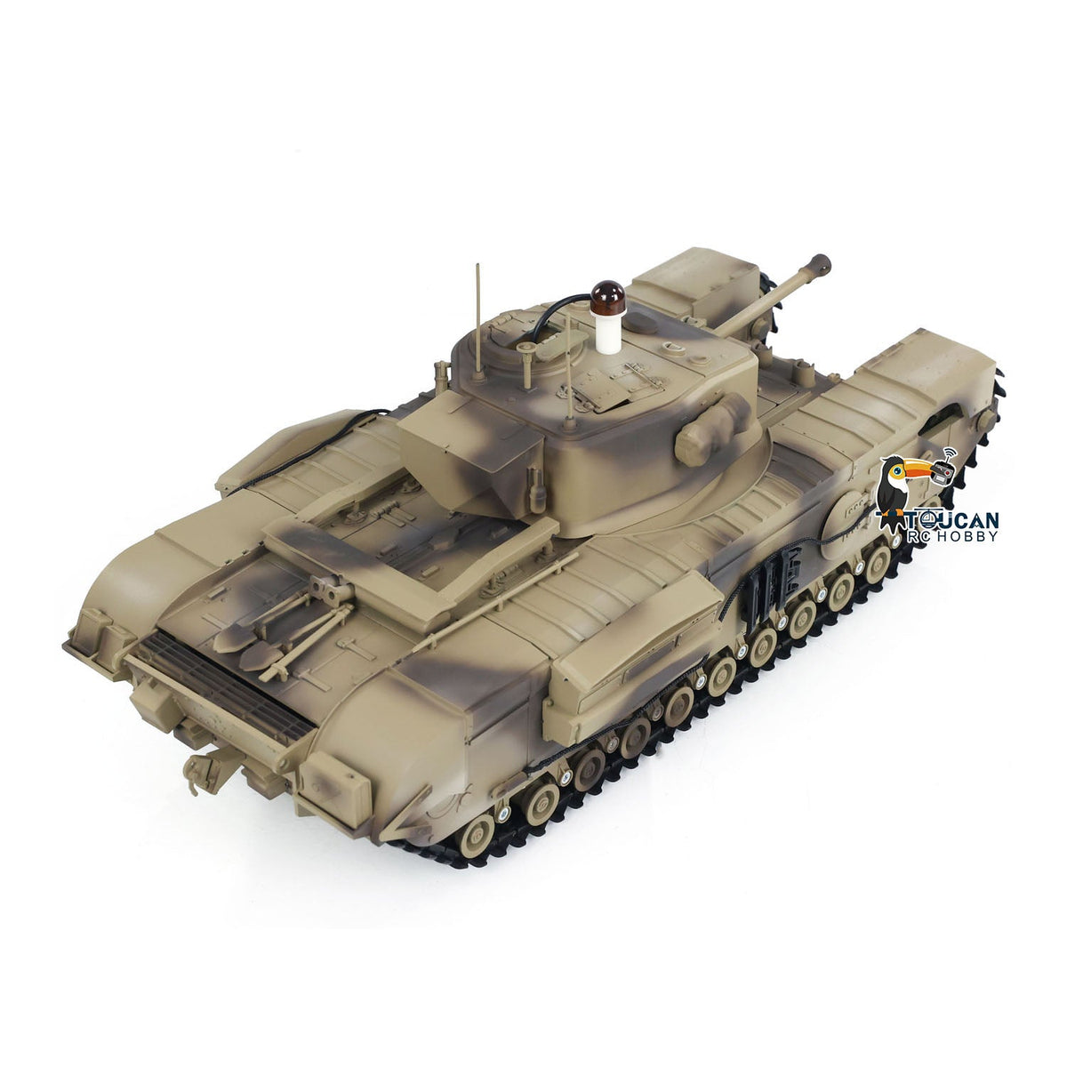 TOUCAN RC HOBBY 1/16 Military RC Battle Tank Churchill Mk.VII Metal Tracks Tongde Electric Tanks Painted Assembled Barrel Recoil Smoke Unit