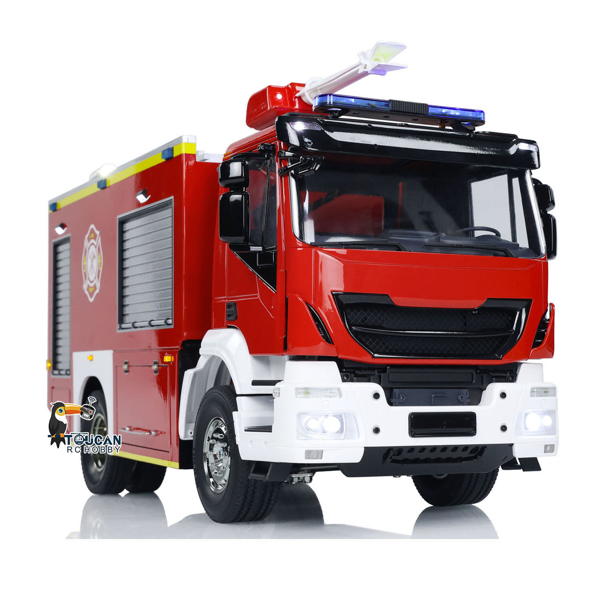 TOUCAN RC HOBBY 1/14 RC Fire Truck 4x2 Rescue Fire Vehicle 2-Speed Transmission Light Sound ST8 Remote Control System Emulated Car Hobby Models