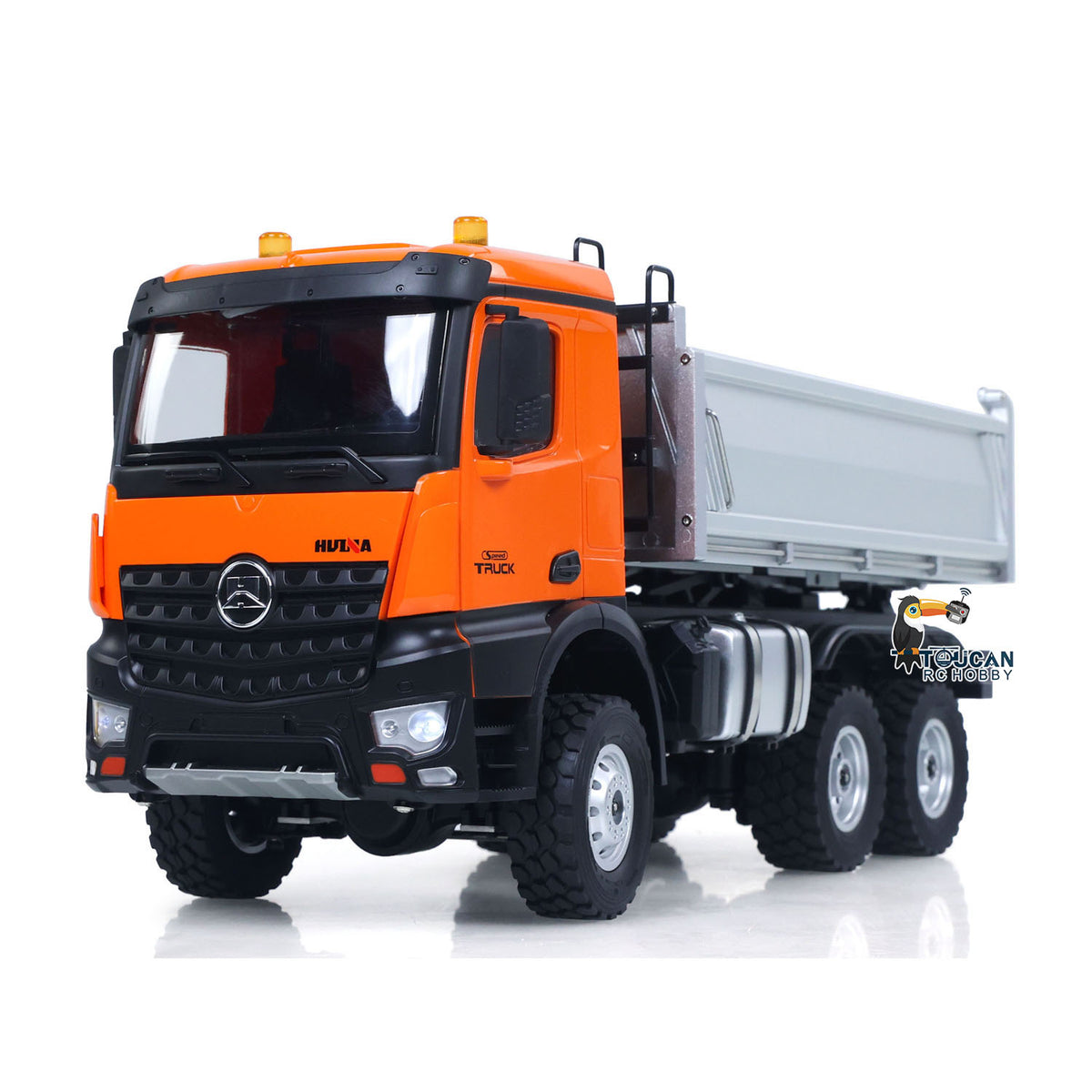 TOUCAN RC HOBBY HUINA 1/14 6*6 Plastic RC Dumper Truck 1598 Remote Control Engineering Transport Vehicle Lifting Rod Tipper Car Light Sound Battery 2.4G Radio Controller RTR