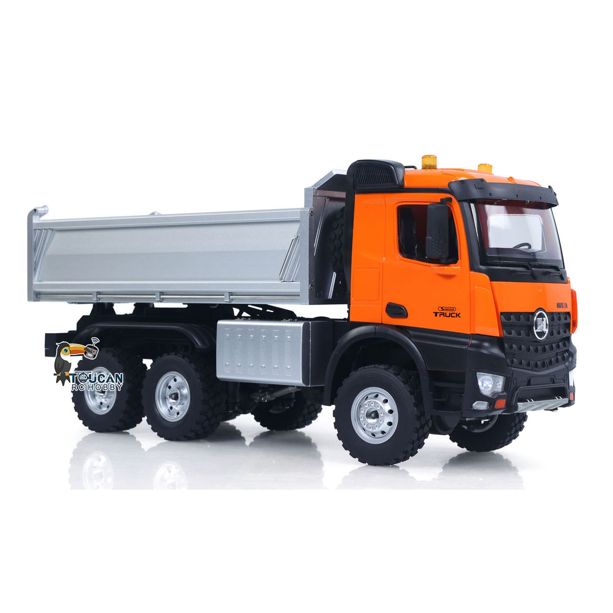 TOUCAN RC HOBBY HUINA 1/14 6*6 Plastic RC Dumper Truck 1598 Remote Control Engineering Transport Vehicle Lifting Rod Tipper Car Light Sound Battery 2.4G Radio Controller RTR
