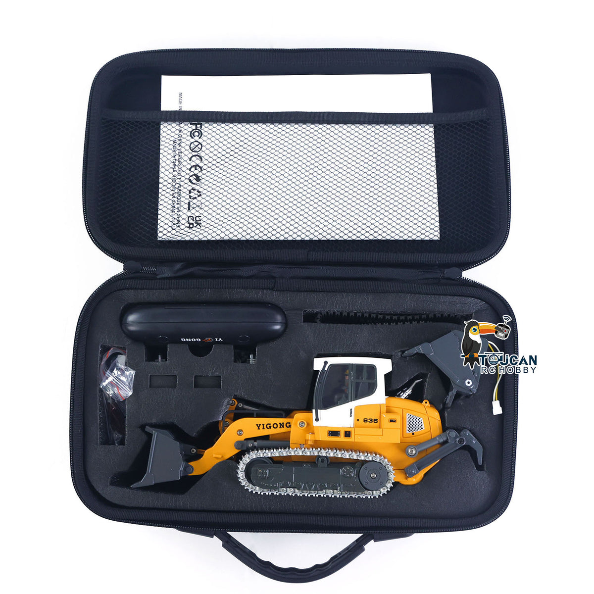 TOUCAN RC HOBBY Yi Gong 1:50 RC Electric Lifting Loader LR636 RTR Remote Controlled 2.4G Construction Vehicle Metal Bucket Tracks Ripper Light Sound Battery USB