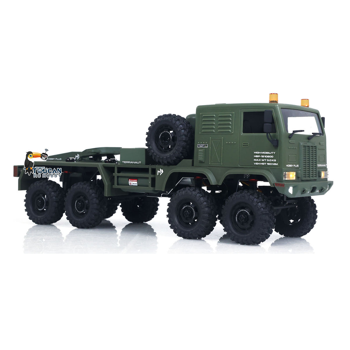 TOUCAN RC HOBBY Hobby Plus US Stock 1/18 Remote Control Military Truck 8X8 All Wheel Steering Electric RC Off Road Vehicle Model 2Speed Gearbox RTR Metal Chassis