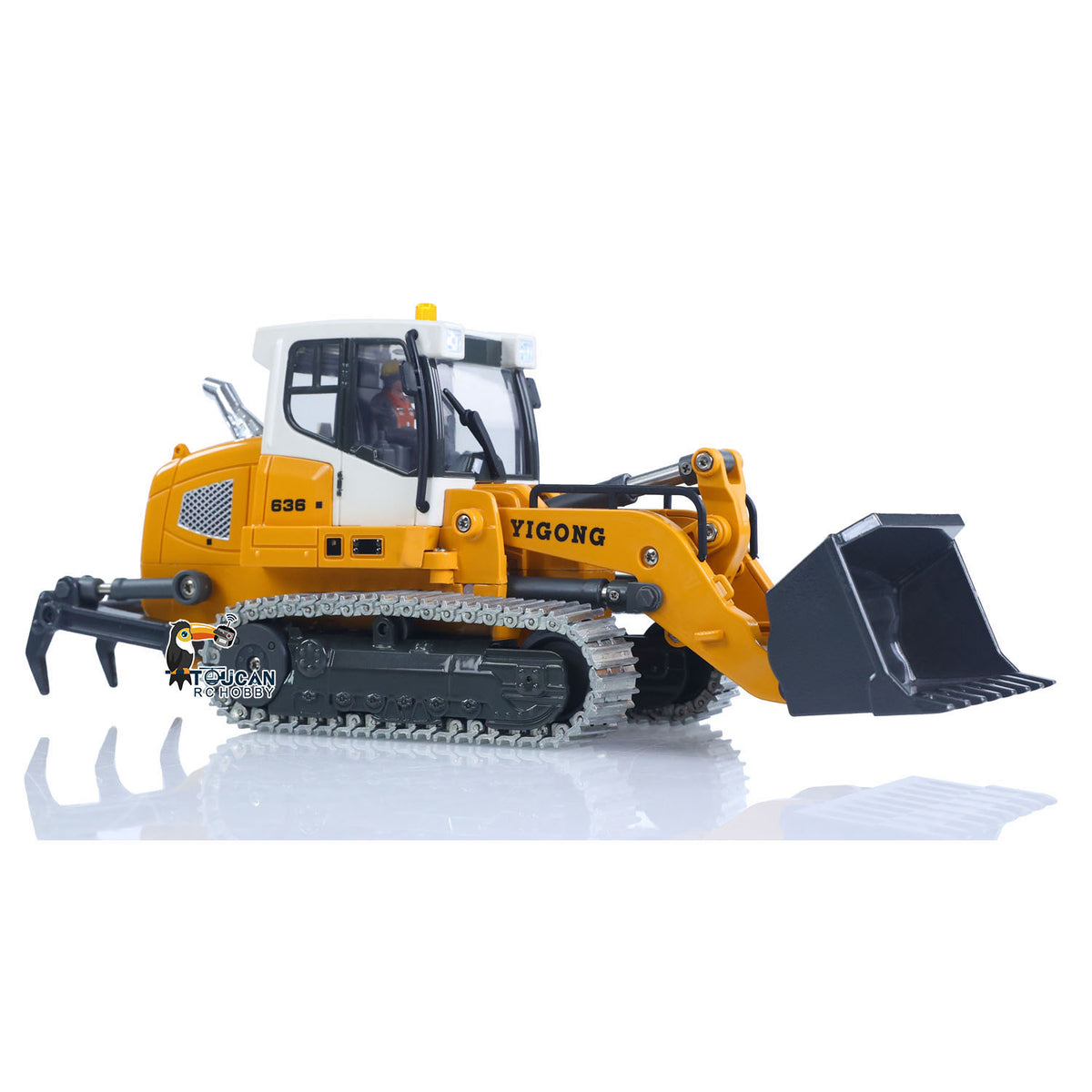 TOUCAN RC HOBBY Yi Gong 1:50 RC Electric Lifting Loader LR636 RTR Remote Controlled 2.4G Construction Vehicle Metal Bucket Tracks Ripper Light Sound Battery USB