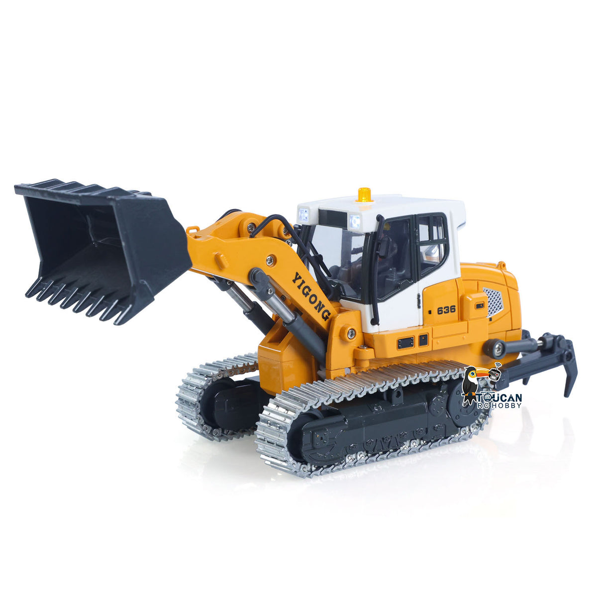 TOUCAN RC HOBBY Yi Gong 1:50 RC Electric Lifting Loader LR636 RTR Remote Controlled 2.4G Construction Vehicle Metal Bucket Tracks Ripper Light Sound Battery USB
