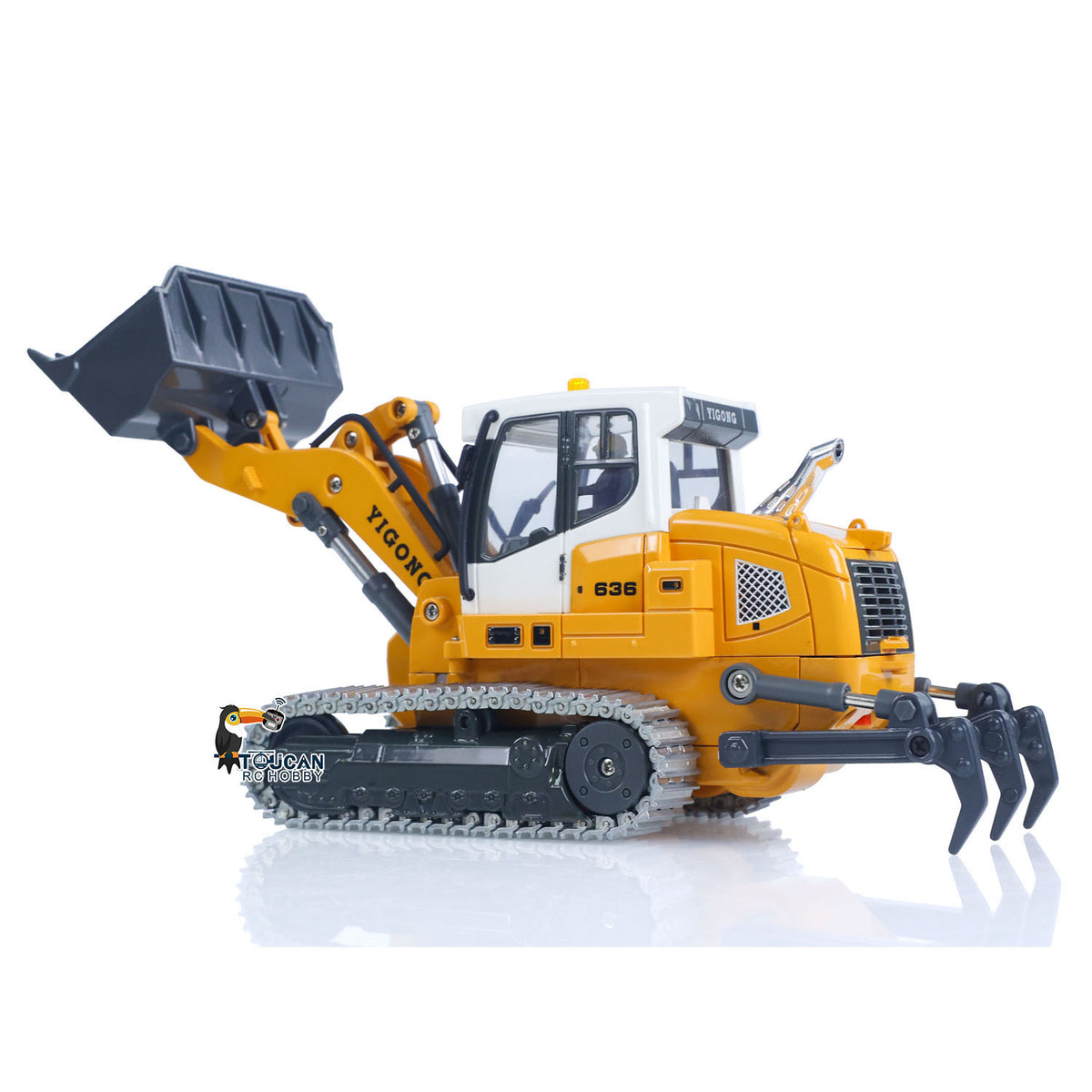 TOUCAN RC HOBBY Yi Gong Fast Free Shipping 1:50 RC Electric Lifting Tracked Loader LR636 2.4G Construction Vehicle Metal Bucket Tracks Ripper RTR Model Light Sound Battery