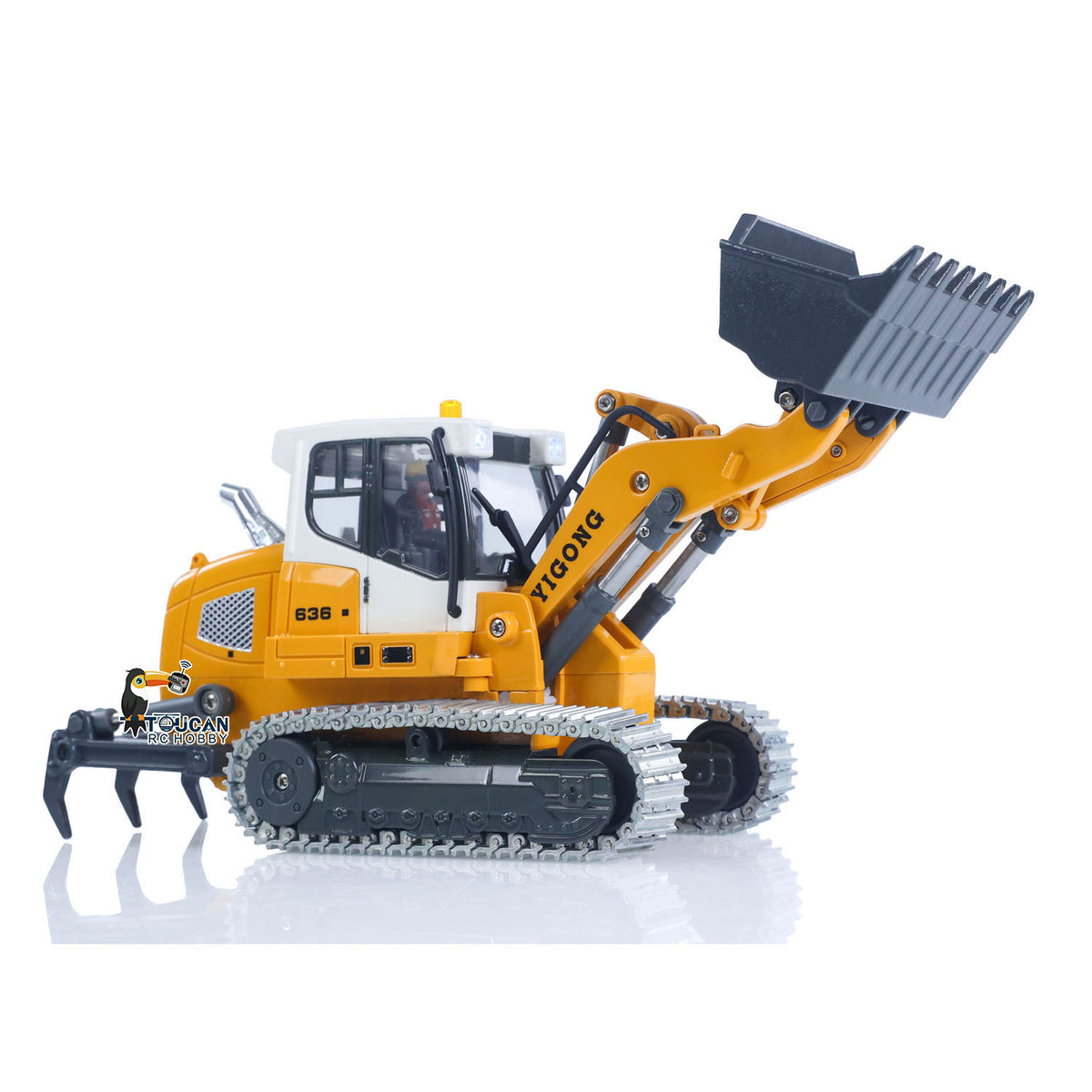 TOUCAN RC HOBBY Yi Gong 1:50 RC Electric Lifting Loader LR636 RTR Remote Controlled 2.4G Construction Vehicle Metal Bucket Tracks Ripper Light Sound Battery USB