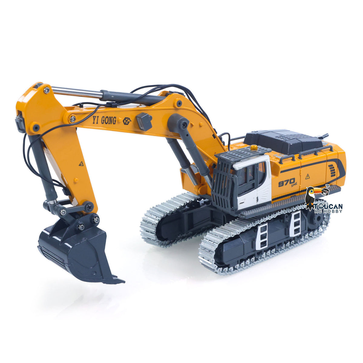 TOUCAN RC HOBBY Yi Gong 1/50 Plastic RC Excavator K970 Mini Electric Lifting Digger RTR Metal Tracks Bucket N20S Motor Lights Sound Remote Control Battery Collectible