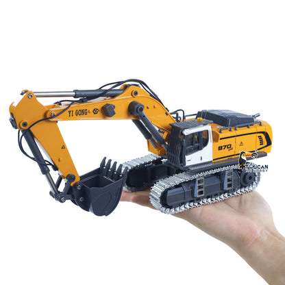 TOUCAN RC HOBBY Yi Gong 1/50 Plastic RC Excavator K970 Mini Electric Lifting Digger RTR Metal Tracks Bucket N20S Motor Lights Sound Remote Control Battery Collectible