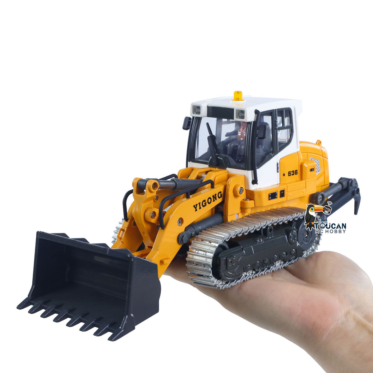 TOUCAN RC HOBBY Yi Gong 1:50 RC Electric Lifting Loader LR636 RTR Remote Controlled 2.4G Construction Vehicle Metal Bucket Tracks Ripper Light Sound Battery USB
