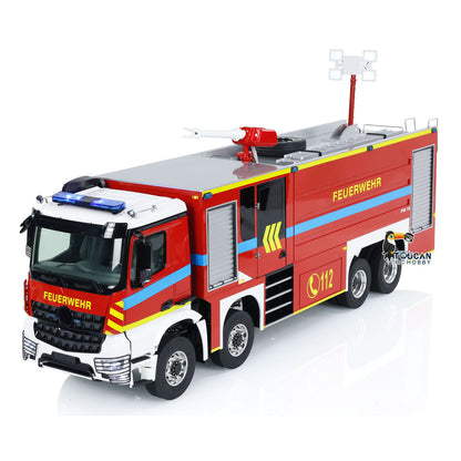 TOUCAN RC HOBBY 1/14 RC Fire Fighting Truck 8x8 Radio Control Fire Car Light Sound Metal Chassis Assembled and Painted Motor ESC Servo