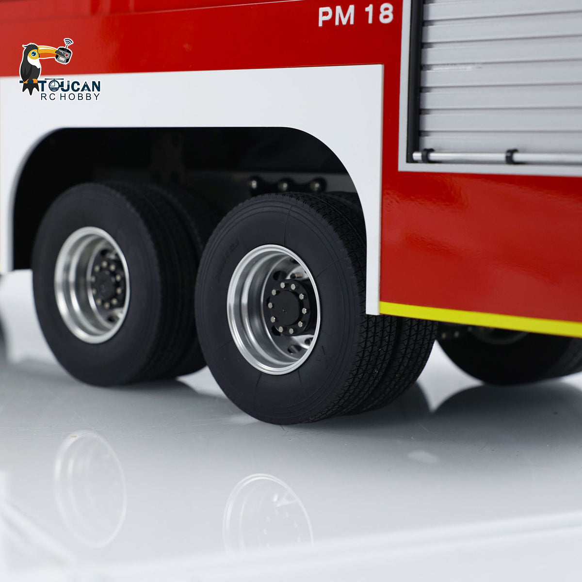 TOUCAN RC HOBBY 1/14 RC Fire Fighting Truck 8x8 Radio Control Fire Car Light Sound Metal Chassis Assembled and Painted Motor ESC Servo