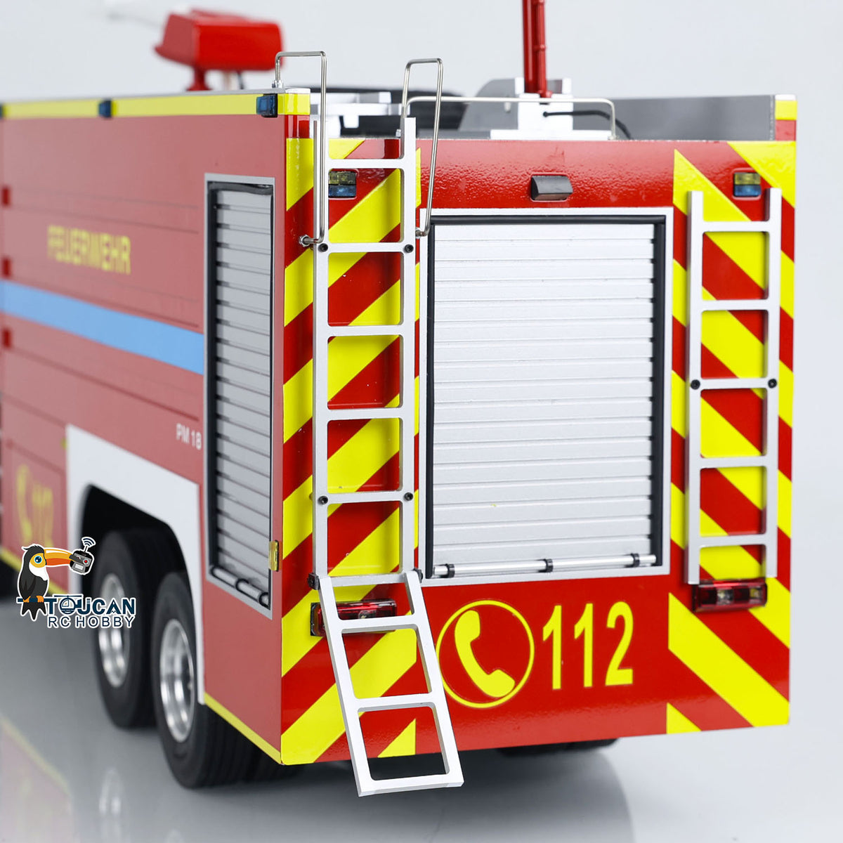 TOUCAN RC HOBBY 1/14 RC Fire Fighting Truck 8x8 Radio Control Fire Car Light Sound Metal Chassis Assembled and Painted Motor ESC Servo
