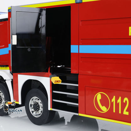 TOUCAN RC HOBBY 1/14 RC Fire Fighting Truck 8x8 Radio Control Fire Car Light Sound Metal Chassis Assembled and Painted Motor ESC Servo