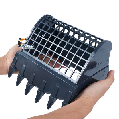TOUCAN RC HOBBY  Metal Grading/Trapezoidal/Narrow Toothless/Toothed/Rake/Grille Bucket for 1/12 Hydraulic Remote Control Tracked Excavator C395 LR976 E650 RC Digger Model Construction Vehicle