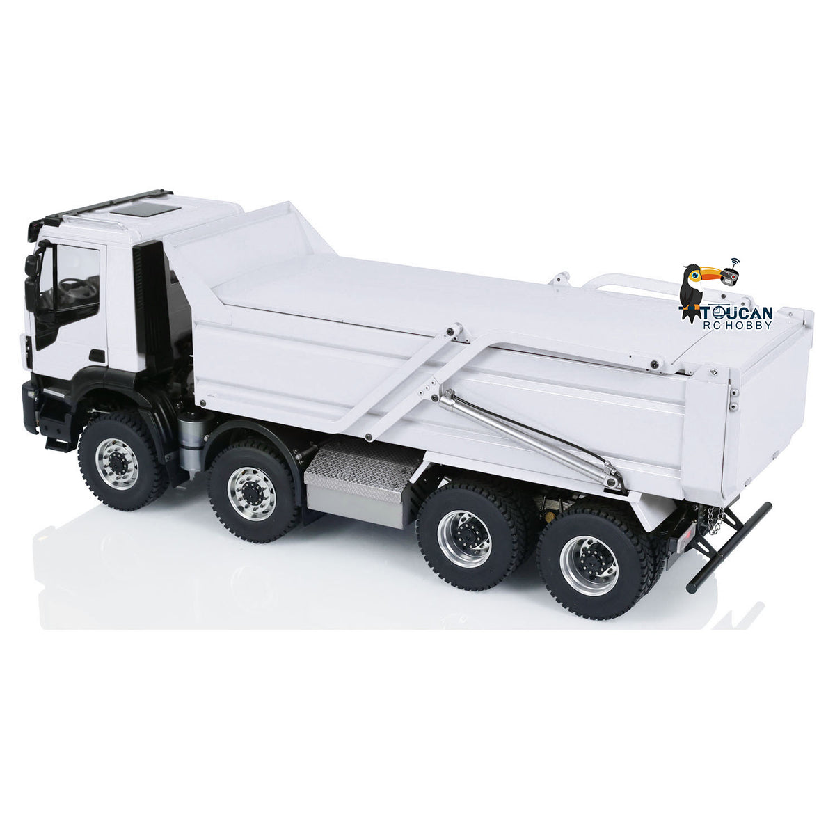 TOUCAN RC HOBBY MODOModel Metall 1/14 8x4 RC Muldenkipper ferngesteuertes hydraulisches LKW-Modell mit aufklappbarer Abdeckung, 2-Gang-Getriebe, LED-Beleuchtung und Soundsystem