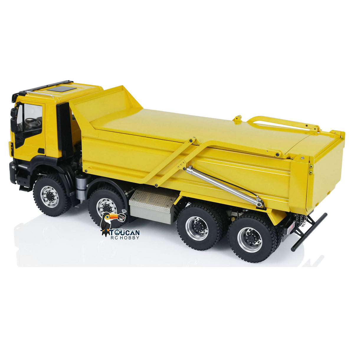 TOUCAN RC HOBBY MODOModel 1/14 Metal RC Hydraulic Dump Truck 8X8 Flip-Over Cover Lorry Vehicle Light Sound System Flysky ST8 Controller for Model Enthusiast