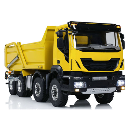 TOUCAN RC HOBBY MODOModel 1/14 Metal RC Hydraulic Dump Truck 8X8 Flip-Over Cover Lorry Vehicle Light Sound System Flysky ST8 Controller for Model Enthusiast