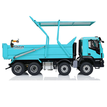 TOUCAN RC HOBBY MODOModel Metall 1/14 8x4 RC Muldenkipper ferngesteuertes hydraulisches LKW-Modell mit aufklappbarer Abdeckung, 2-Gang-Getriebe, LED-Beleuchtung und Soundsystem