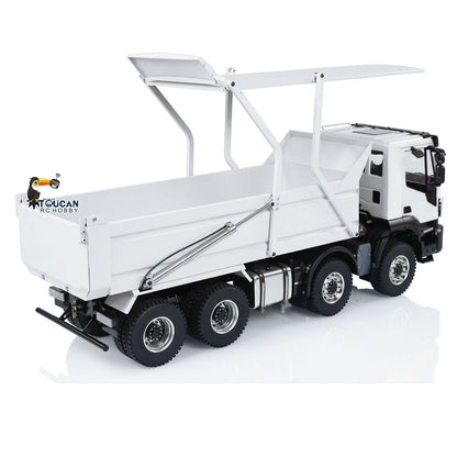 TOUCAN RC HOBBY MODOModel Metall 1/14 8x4 RC Muldenkipper ferngesteuertes hydraulisches LKW-Modell mit aufklappbarer Abdeckung, 2-Gang-Getriebe, LED-Beleuchtung und Soundsystem