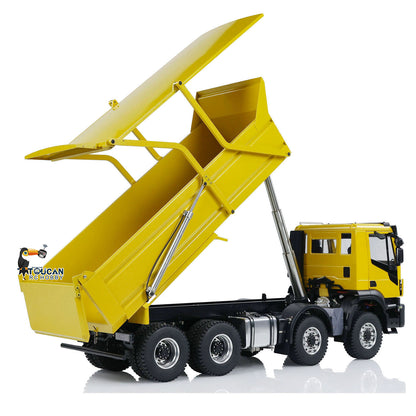 TOUCAN RC HOBBY MODOModel 1/14 Metal RC Hydraulic Dump Truck 8X8 Flip-Over Cover Lorry Vehicle Light Sound System Flysky ST8 Controller for Model Enthusiast