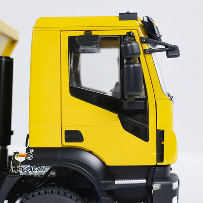 TOUCAN RC HOBBY MODOModel 1/14 Metal RC Hydraulic Dump Truck 8X8 Flip-Over Cover Lorry Vehicle Light Sound System Flysky ST8 Controller for Model Enthusiast