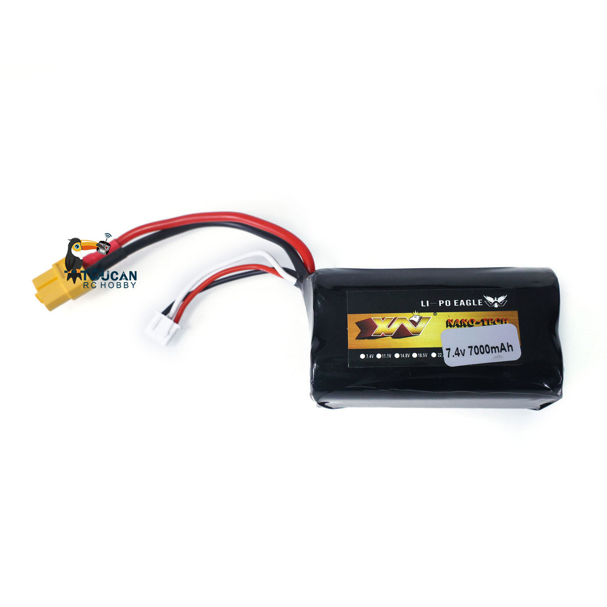TOUCAN RC HOBBY 7.4V Li-polymer Battery 7000mAh for Heng Long 1/16 RC Tank T72 T90 3938 3939 Model