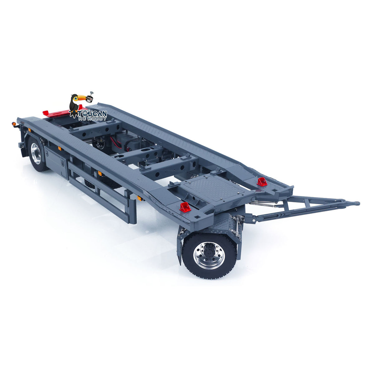 TOUCAN RC HOBBY LESU A0065 1/14 Metal RC Roll Off Trailer with Front Wheel Steerable Light System for Remote Control Tractor Truck Backyard Fun