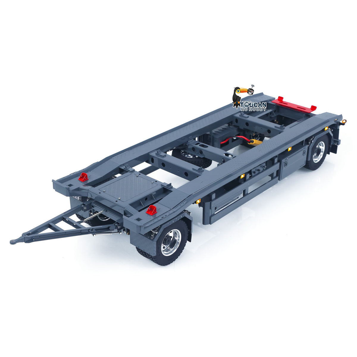 TOUCAN RC HOBBY LESU A0065 1/14 Metal RC Roll Off Trailer with Front Wheel Steerable Light System for Remote Control Tractor Truck Backyard Fun