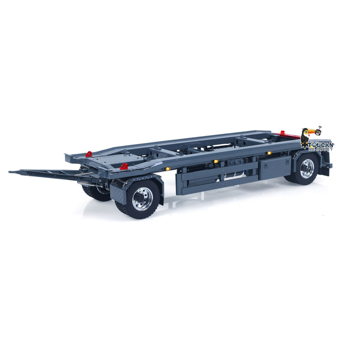 TOUCAN RC HOBBY LESU A0065 1/14 Metal RC Roll Off Trailer with Front Wheel Steerable Light System for Remote Control Tractor Truck Backyard Fun