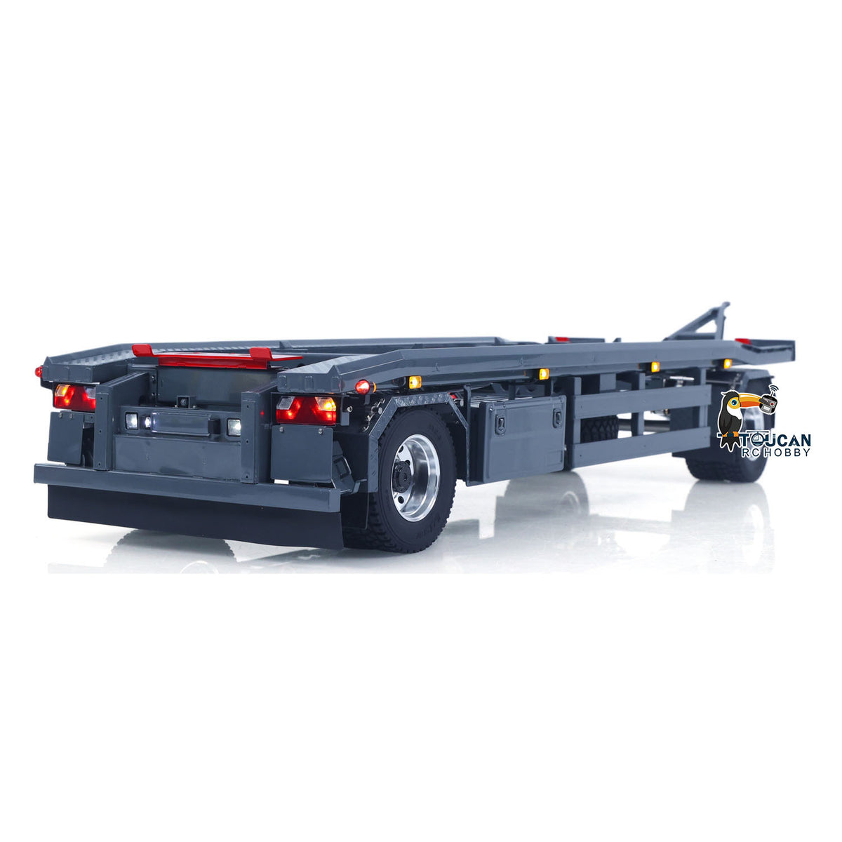 TOUCAN RC HOBBY LESU A0065 1/14 Metal RC Roll Off Trailer with Front Wheel Steerable Light System for Remote Control Tractor Truck Backyard Fun