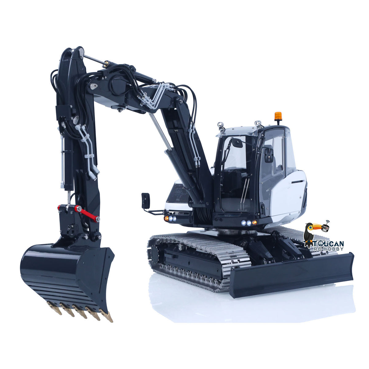TOUCAN RC HOBBY Metal LESU 1/14 RC Hydraulic Excavator MC15 CNC Shell 4 Arms Remote Control Digger 9CH Valves Dual Pumps Quick Released Coupler