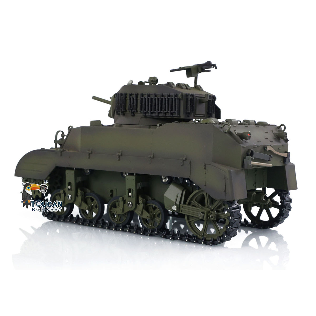 TOUCAN RC HOBBY Heng Long 1/16 RC Tank US M5A1 Stuart VI Remote Control RTR Light Tank 360 Smoking Radio System Barrel Recoil Light Flash Two Battery