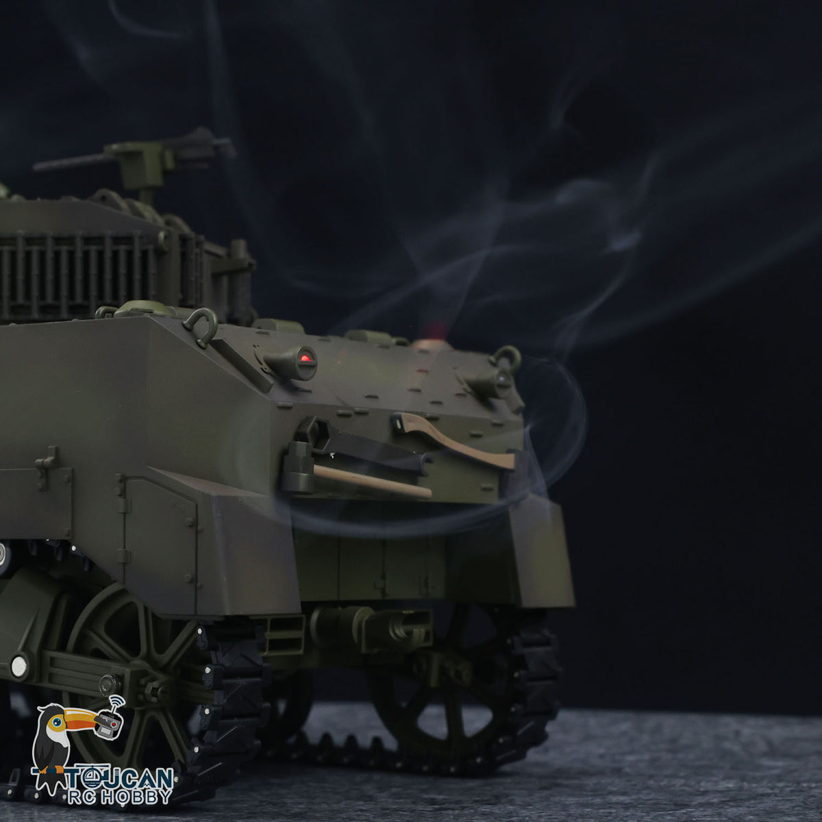 TOUCAN RC HOBBY Heng Long 1/16 RC Tank US M5A1 Stuart VI Remote Control RTR Light Tank 360 Smoking Radio System Barrel Recoil Light Flash Two Battery