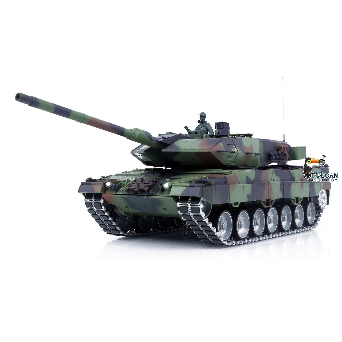 TOUCAN RC HOBBY Heng Long 1/16 Remote Control Tank Model 3889 Leopard 2 A6 7.0 Mainboard Full Metal Chassis Gearbox IR Barrel Recoil Elevation 550 Motor