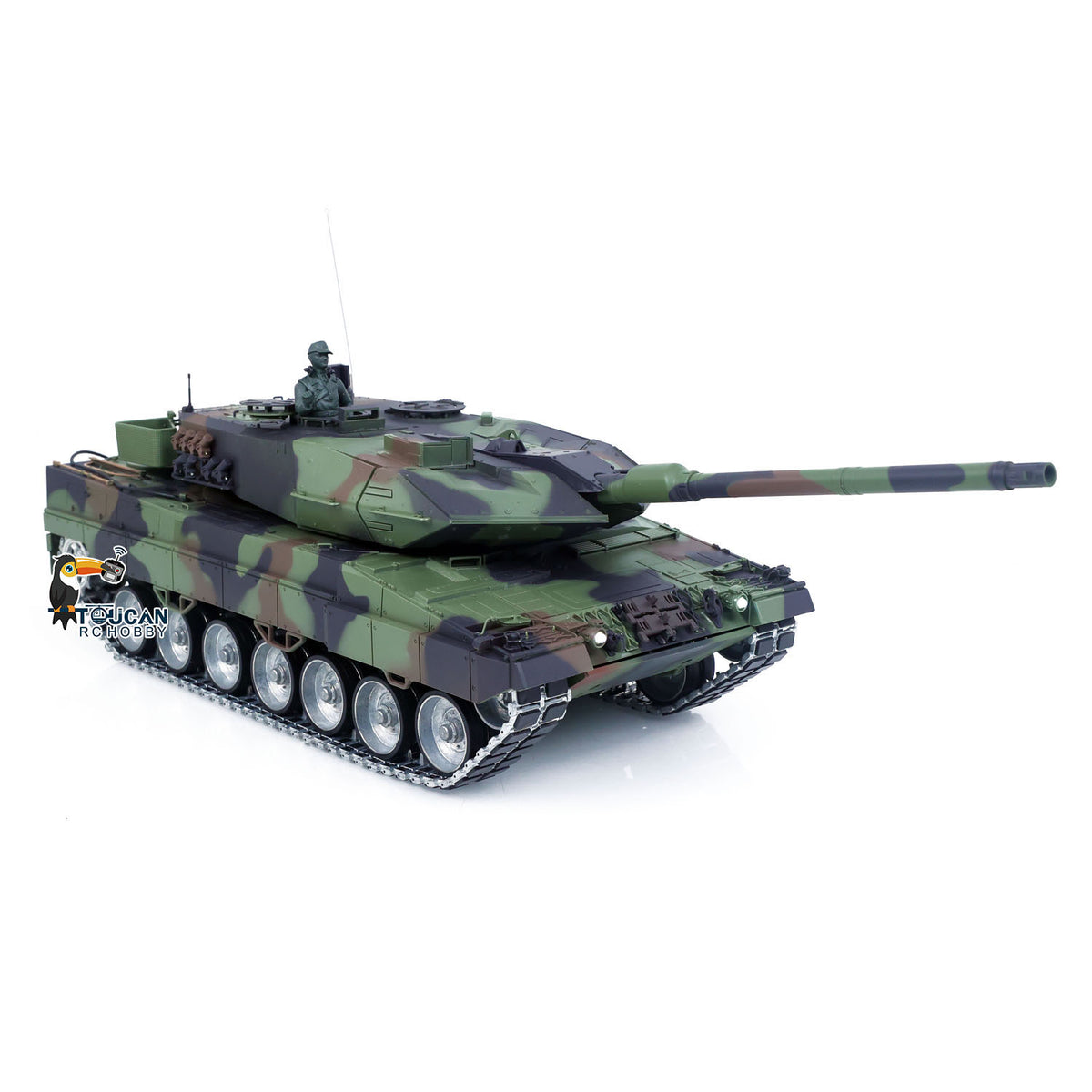 TOUCAN RC HOBBY Heng Long 1/16 Remote Control Tank Model 3889 Leopard 2 A6 7.0 Mainboard Full Metal Chassis Gearbox IR Barrel Recoil Elevation 550 Motor