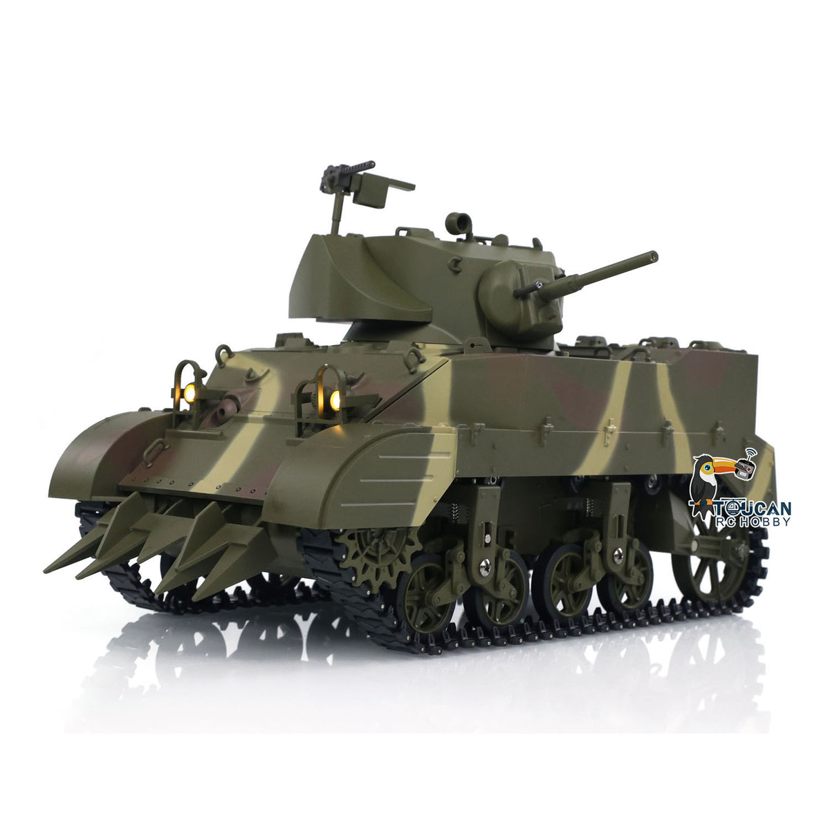 TOUCAN RC HOBBY Heng Long 1/16 RC Tank US M5A1 Stuart VI Remote Control RTR Light Tank 360 Smoking Radio System Barrel Recoil Light Flash Two Battery