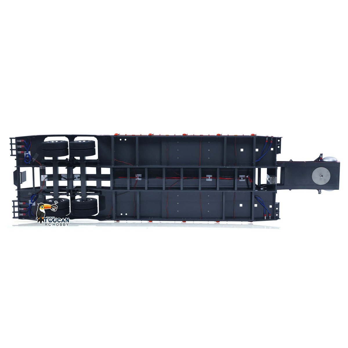 TOUCAN RC HOBBY HHG Model 1 Meter Long! Metal 1/14 Heavy Duty 2Axle Low Flatbed Trailer for LESU Radio Control Tractor Truck RC Bulldozer Excavator