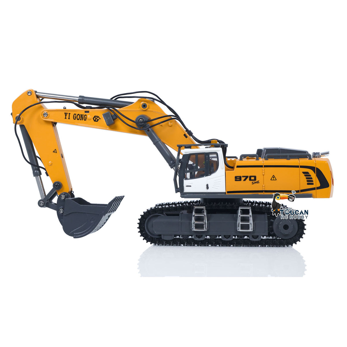 TOUCAN RC HOBBY Yi Gong 1/50 Plastic RC Excavator K970 Mini Electric Lifting Digger RTR Metal Tracks Bucket N20S Motor Lights Sound Remote Control Battery Collectible