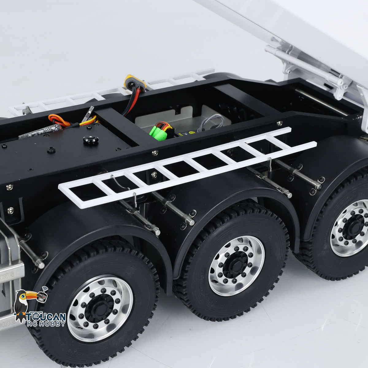 TOUCAN RC HOBBY MODO 1/14 Metal RC Hydraulic Dump Trailer 3 Axles Lift Motor ESC Oil Tank Cylinder Manual Support Leg for Remote Control Tractor Trucks DIY for Adult