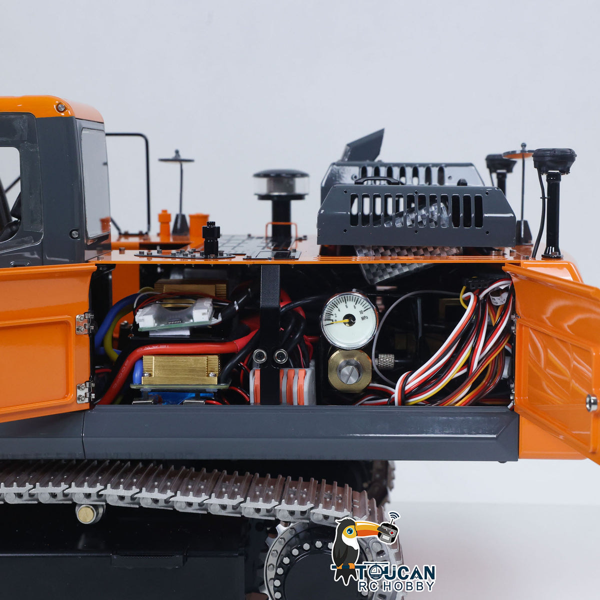 TOUCAN RC HOBBY LESU AOUE DX350LC 1/14 Metal RC Excavator B0013 Hydraulic Remote Control Digger Adjustable Tracks LCD Display Light System