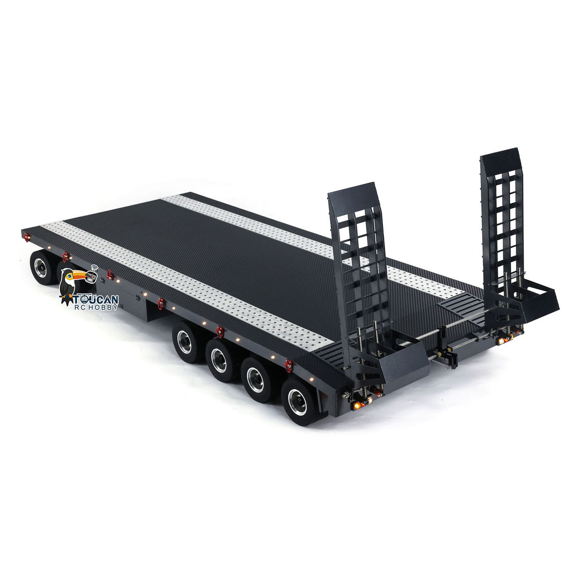 TOUCAN RC HOBBY HHG Model Metal 6 Axles Full Trailer Painted for 1/10 1/8 1/7 RC Car 1/14 1/12 Hydraulic Trucks Remote Construction Vehicles DIY Model