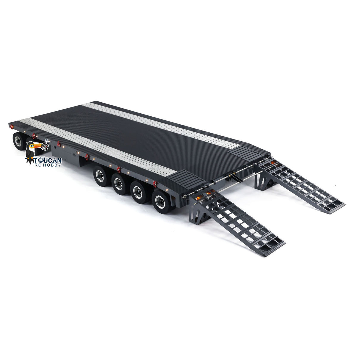 TOUCAN RC HOBBY HHG Model Metal 6 Axles Full Trailer Painted for 1/10 1/8 1/7 RC Car 1/14 1/12 Hydraulic Trucks Remote Construction Vehicles DIY Model
