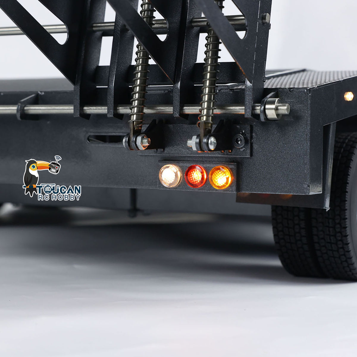 TOUCAN RC HOBBY HHG Model Metal 6 Axles Full Trailer Painted for 1/10 1/8 1/7 RC Car 1/14 1/12 Hydraulic Trucks Remote Construction Vehicles DIY Model