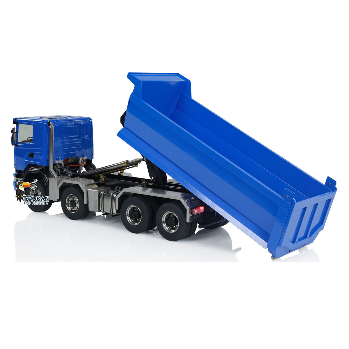 TOUCAN RC HOBBY LXY G88 1/14 Metal 8x8 RC Hydraulic Roll On Off Dump Truck PNP U-Shaped High Bucket 3 Speed Transmission Differential Lock Light Sound ST8 Controller for Construction Collectors