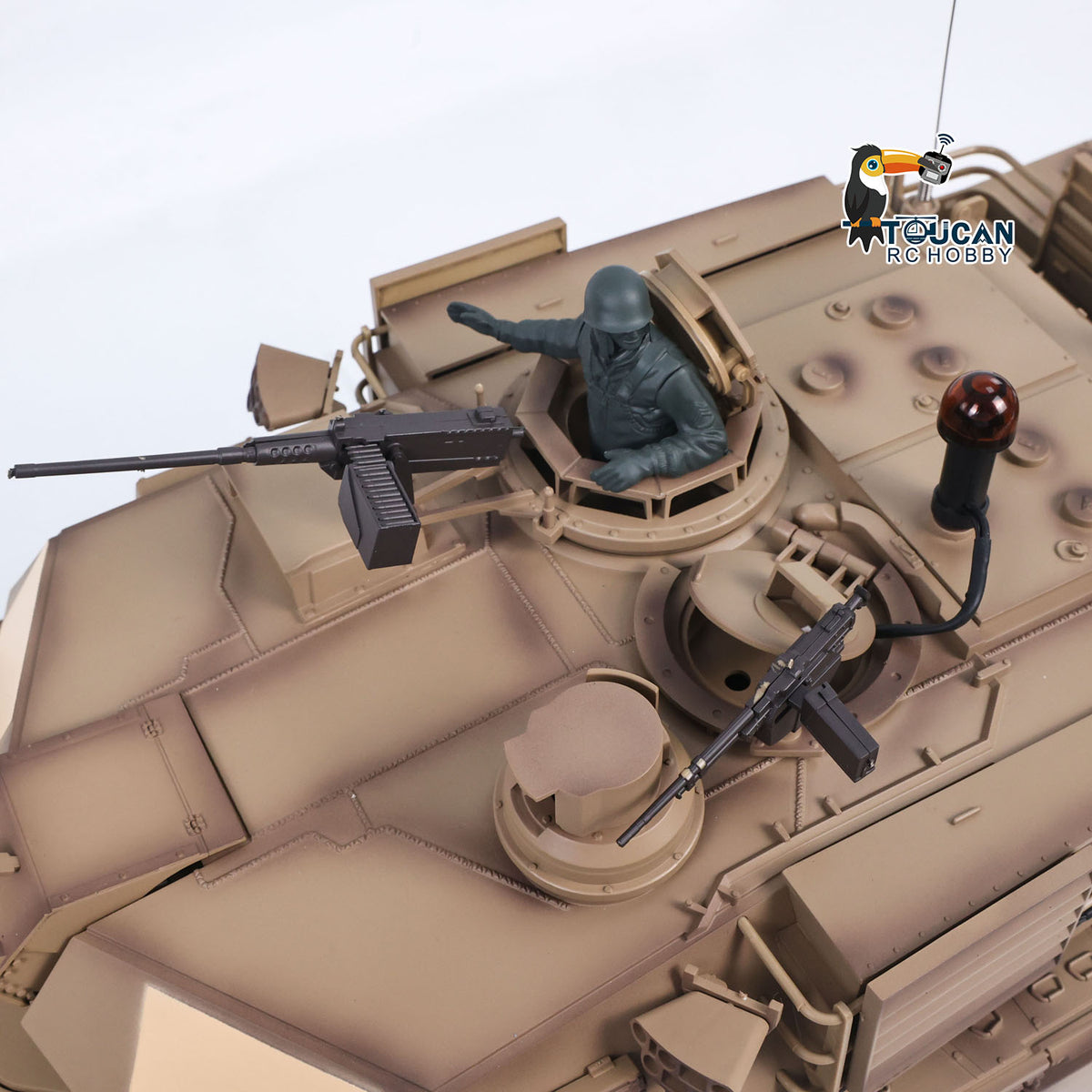 TOUCAN RC HOBBY Heng Long 1/16 RC Main Battle Tank Abrams M1A2 Metal Chassis Wheels Steel Gearbox Turret 360 Rotation Barrel Recoil Elevation Battery